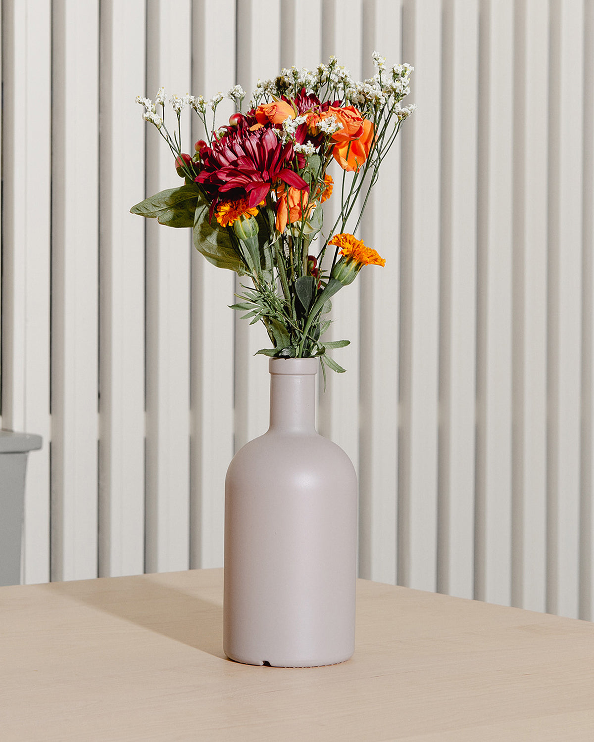 Vase with colorful flowers